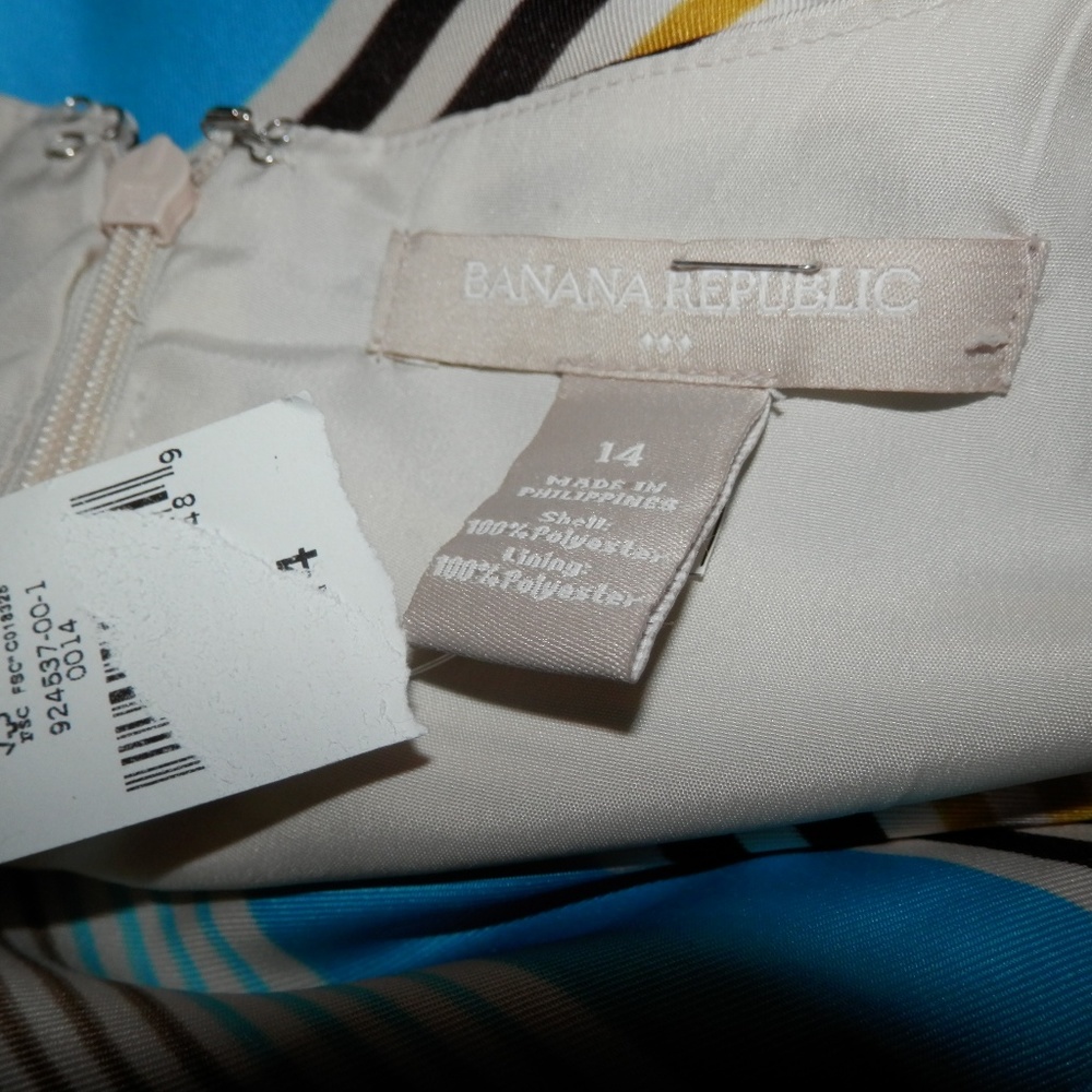 Banana Republic Dress 14 Blue Ivory Tailored E394 - Picture 7 of 7